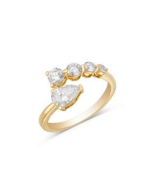 Bloomingdale's Fine Collection Luxe Collection Certified Lab Grown Diamond Graduated Round & Pear Ring in 14K Gold, 1.0 tcw