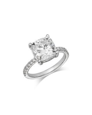 Bloomingdale's Fine Collection Certified Lab Grown Diamond Cushion Cut Engagement Ring in 18K White Gold, 4.0 tcw