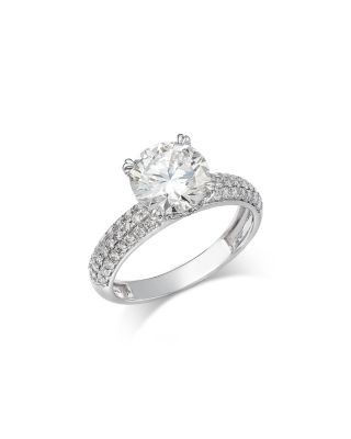 Bloomingdale's Fine Collection Certified Lab Grown Diamond Engagement Ring with Pave Band in 18K White Gold, 2.50 tcw