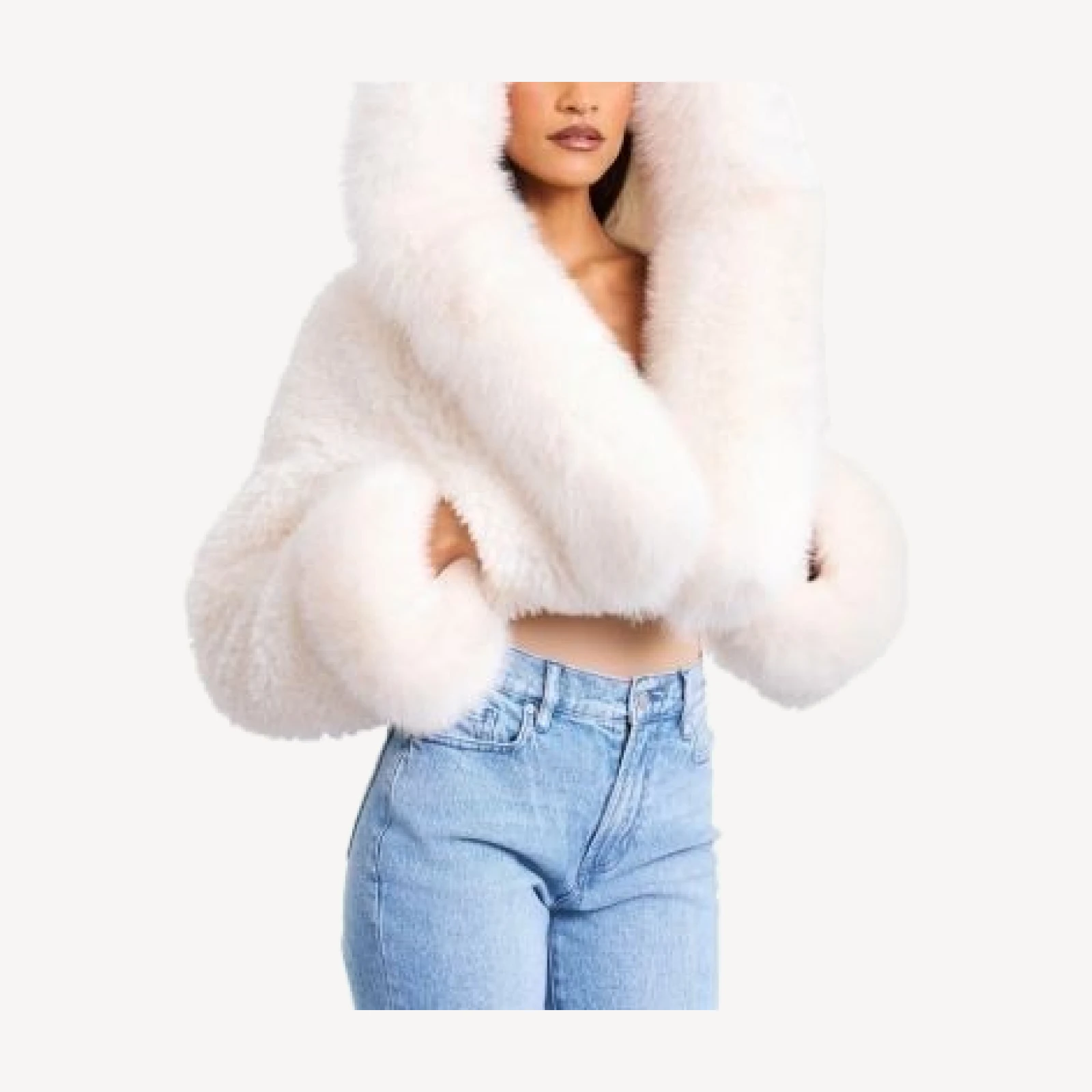 Miss Circle Kali Cropped Faux Fur Jacket with Hood