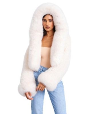Miss Circle Kali Cropped Faux Fur Jacket with Hood