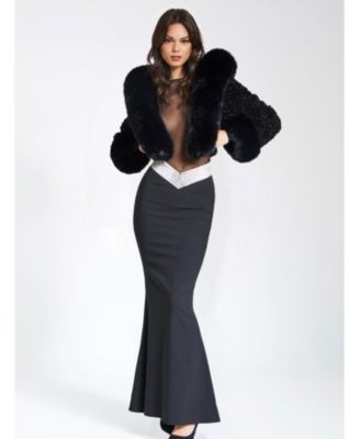 Miss Circle Kali Faux Fur Cropped Jacket with Hood