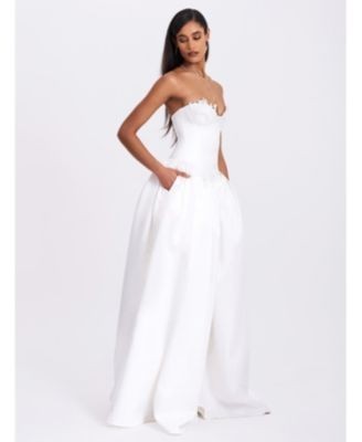 Miss Circle Naila Lace Trim Strapless Drop Waist Wedding Gown
