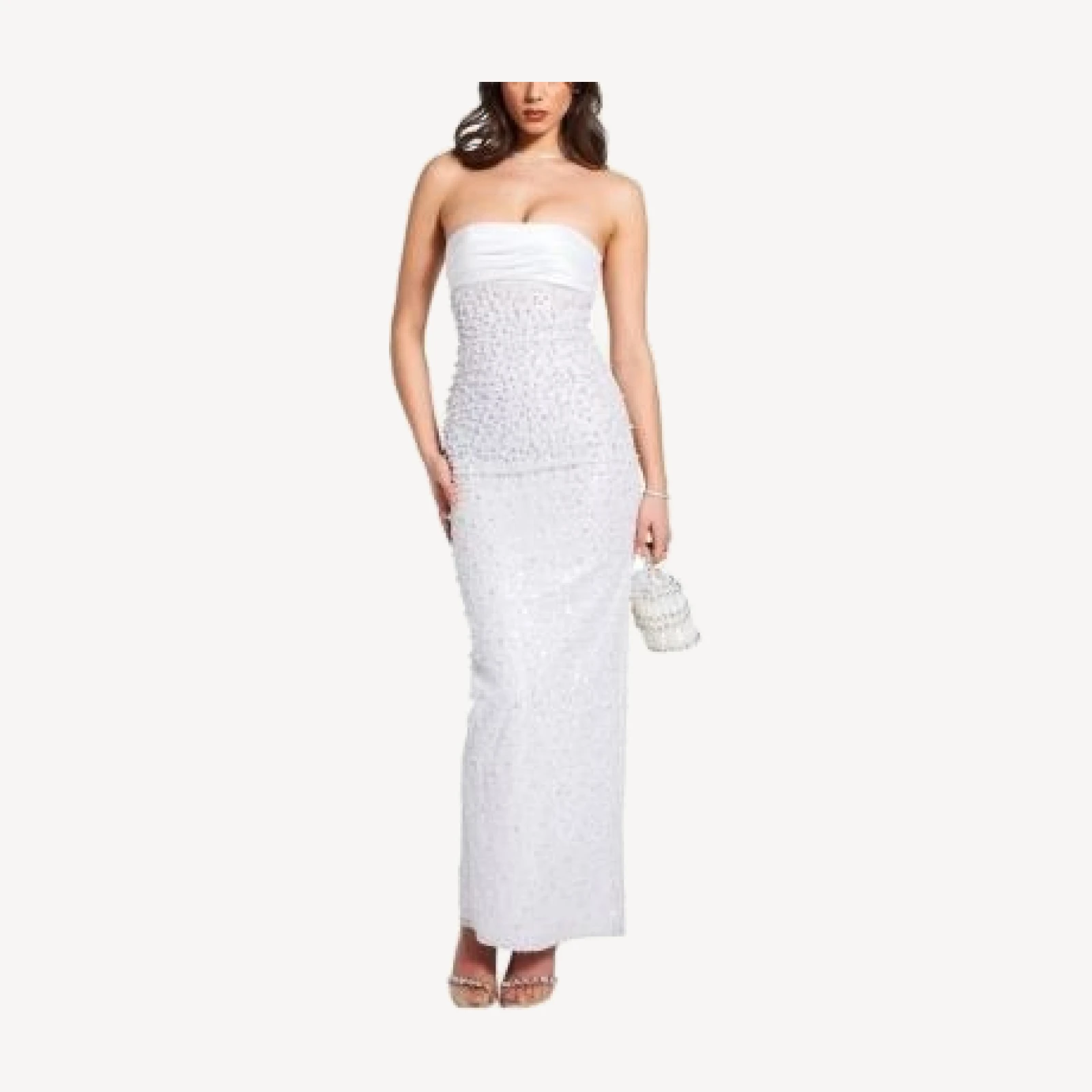Miss Circle Lainey Satin Sequin Beaded Maxi Evening Dress