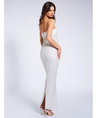 Miss Circle Lainey Satin Sequin Beaded Maxi Evening Dress