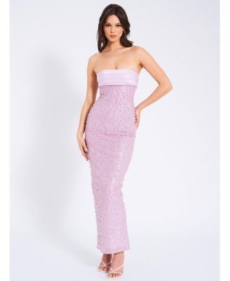 Miss Circle Lainey Embellished Beaded Satin Sequin Maxi Dress
