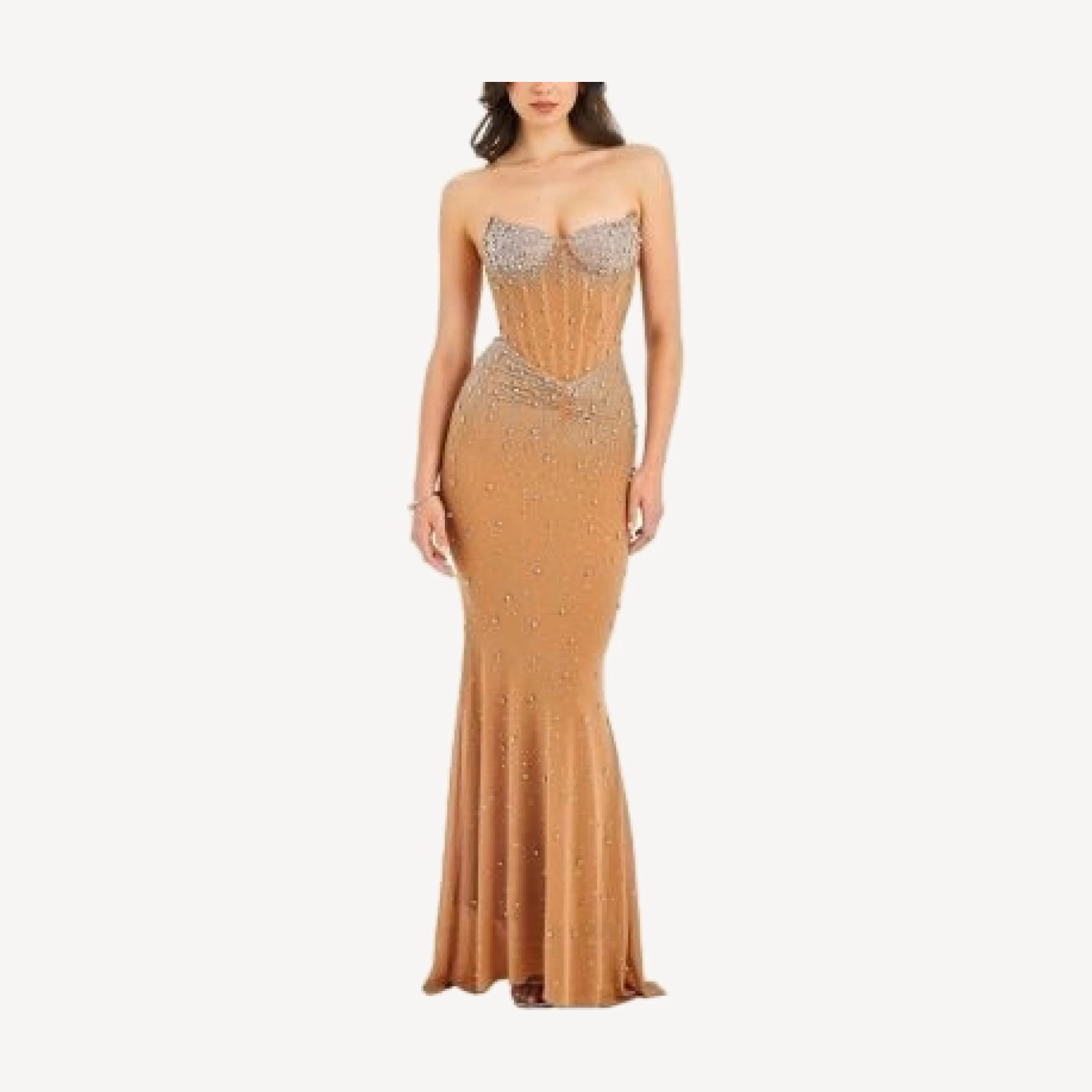 Miss Circle Fatima Embellished Sleeveless Corset Mermaid Maxi Dress