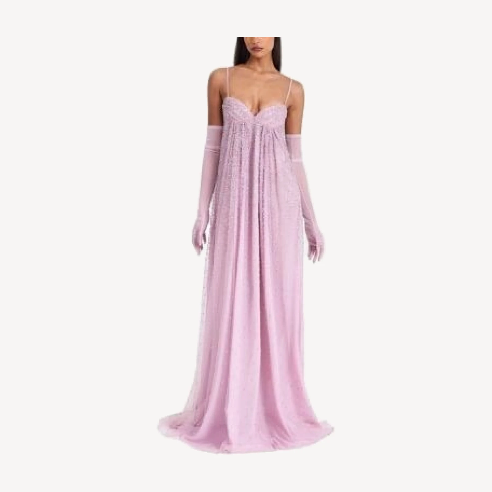 Miss Circle Walliee Rhinestone Embellished Mesh Backless Gown