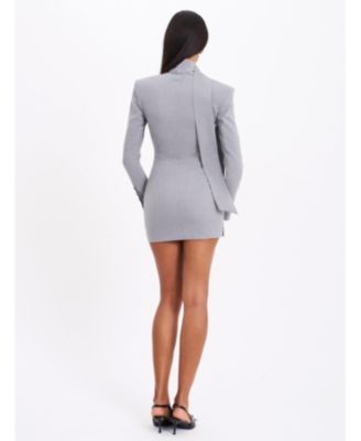 Miss Circle Tahlia Woven Crepe Deep V Pinstripes Blazer Dress