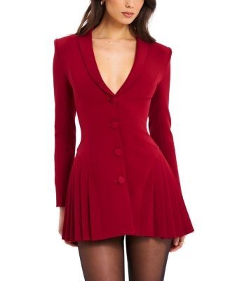 Miss Circle Delia Long Sleeve Blazer Dress with Pleated Skirt Detail