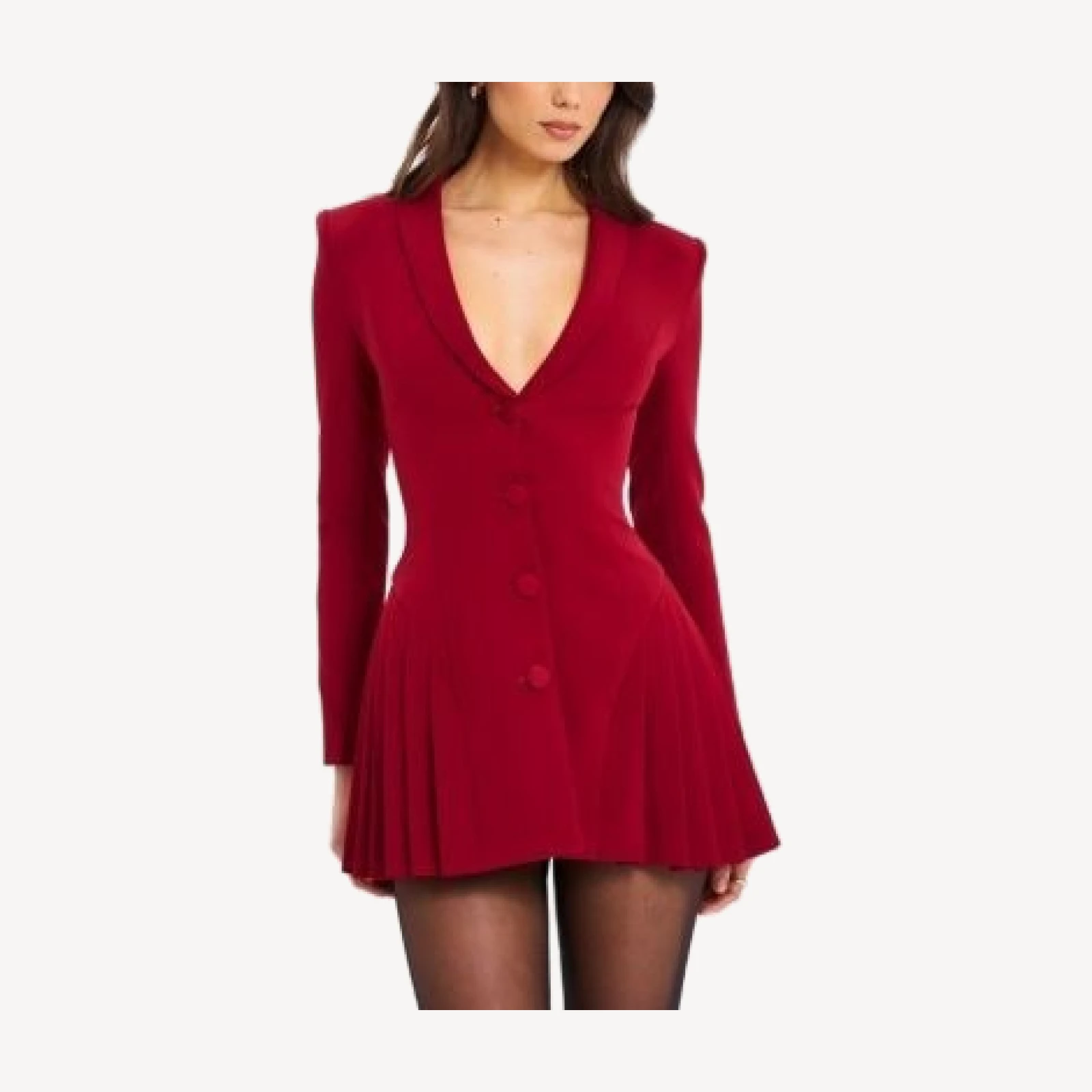 Miss Circle Delia Long Sleeve Blazer Dress with Pleated Skirt Detail