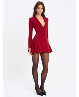 Miss Circle Delia Long Sleeve Blazer Dress with Pleated Skirt Detail