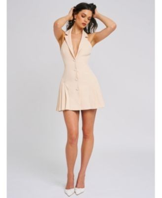 Miss Circle Reyna Halter Neck Pleated Mini Blazer Dress