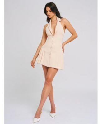 Miss Circle Reyna Halter Neck Pleated Mini Blazer Dress