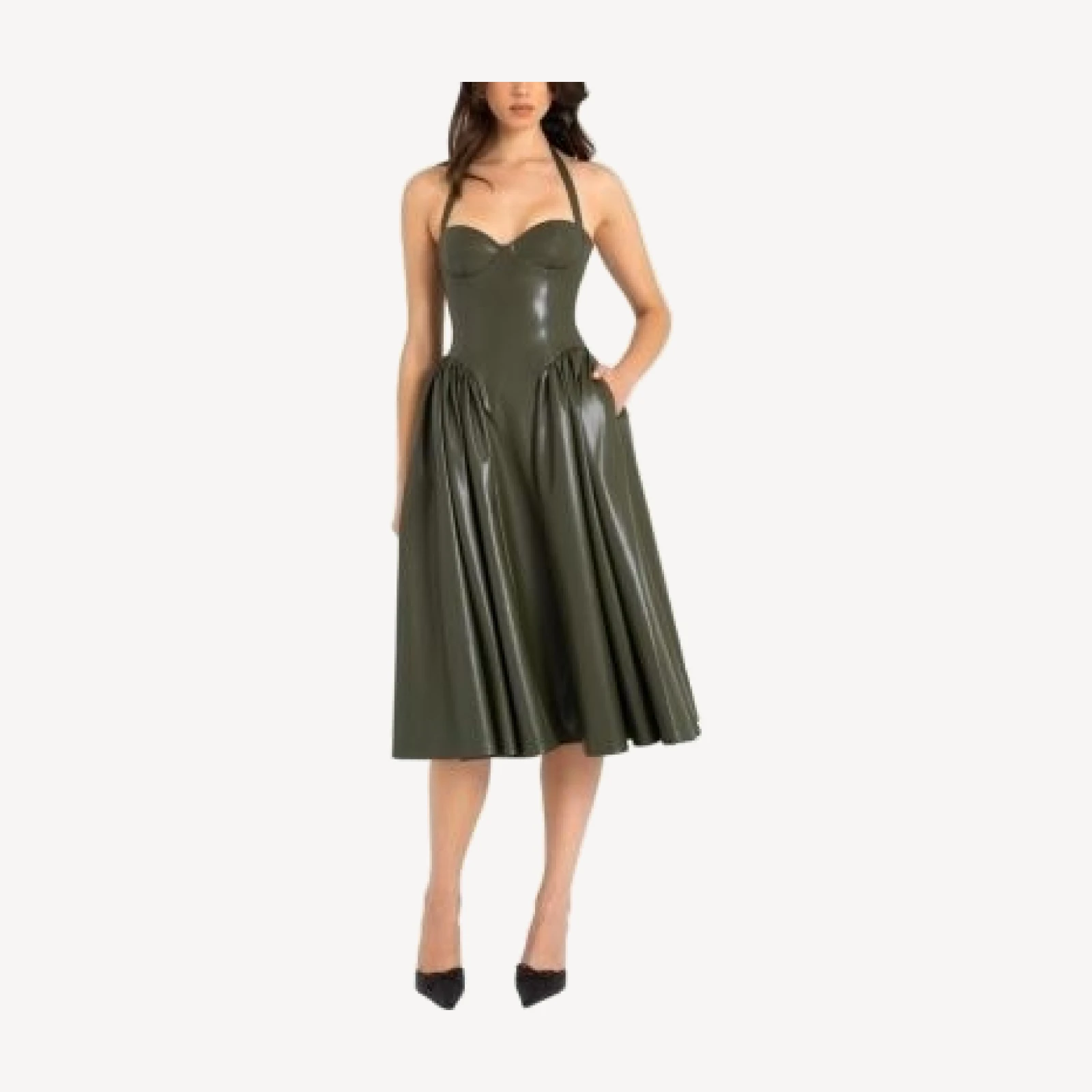 Miss Circle Eliana Faux Leather Dress