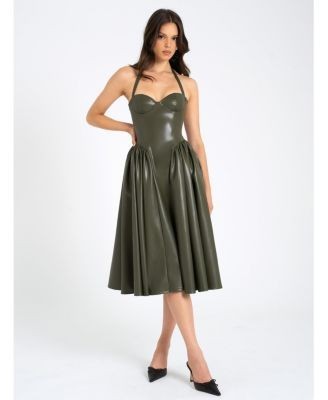 Miss Circle Eliana Faux Leather Dress