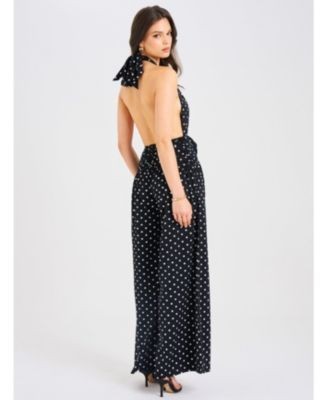 Miss Circle Oriana Polka Dots Halter Jumpsuit