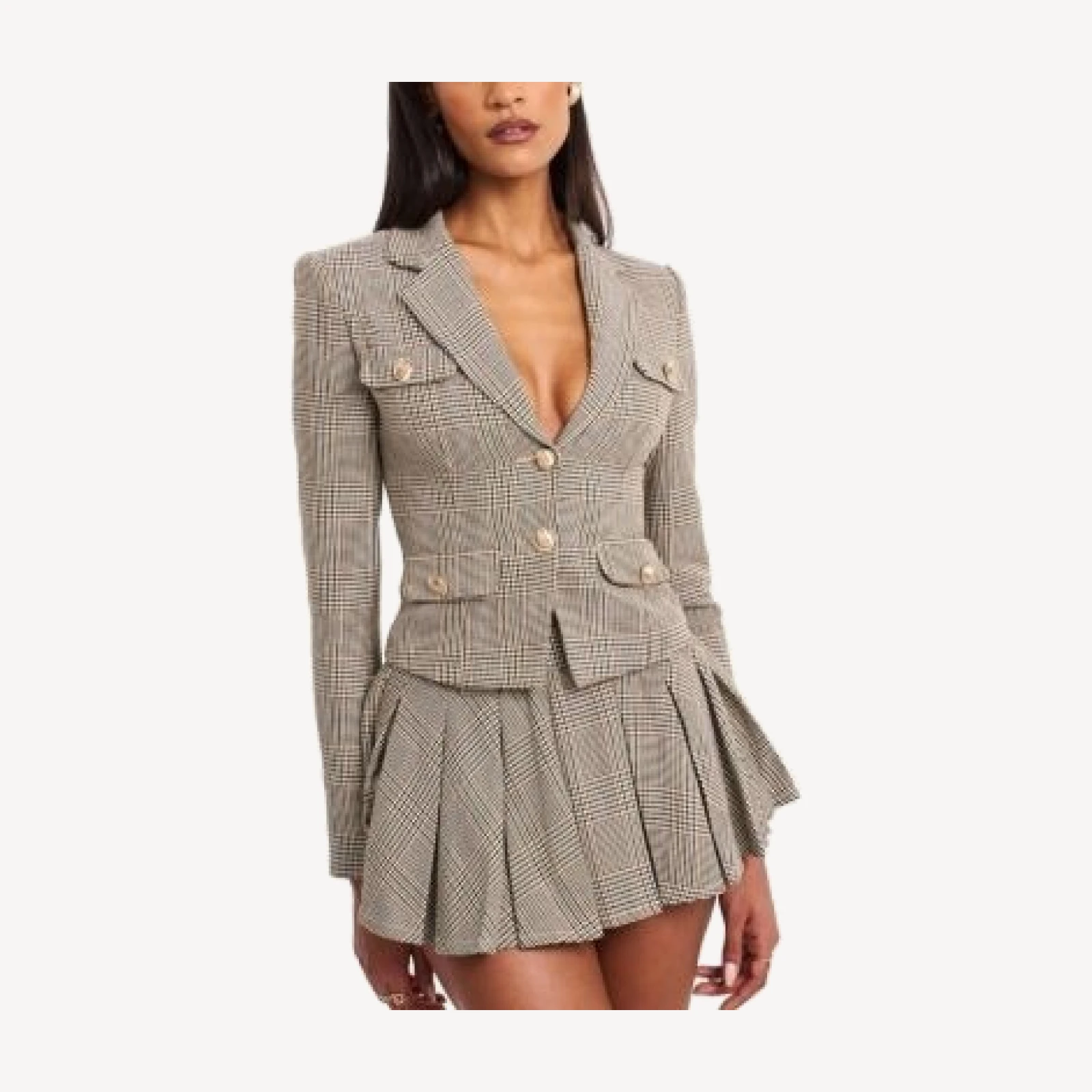 Miss Circle Oakley Plaid Preppy Style Blazer Jacket