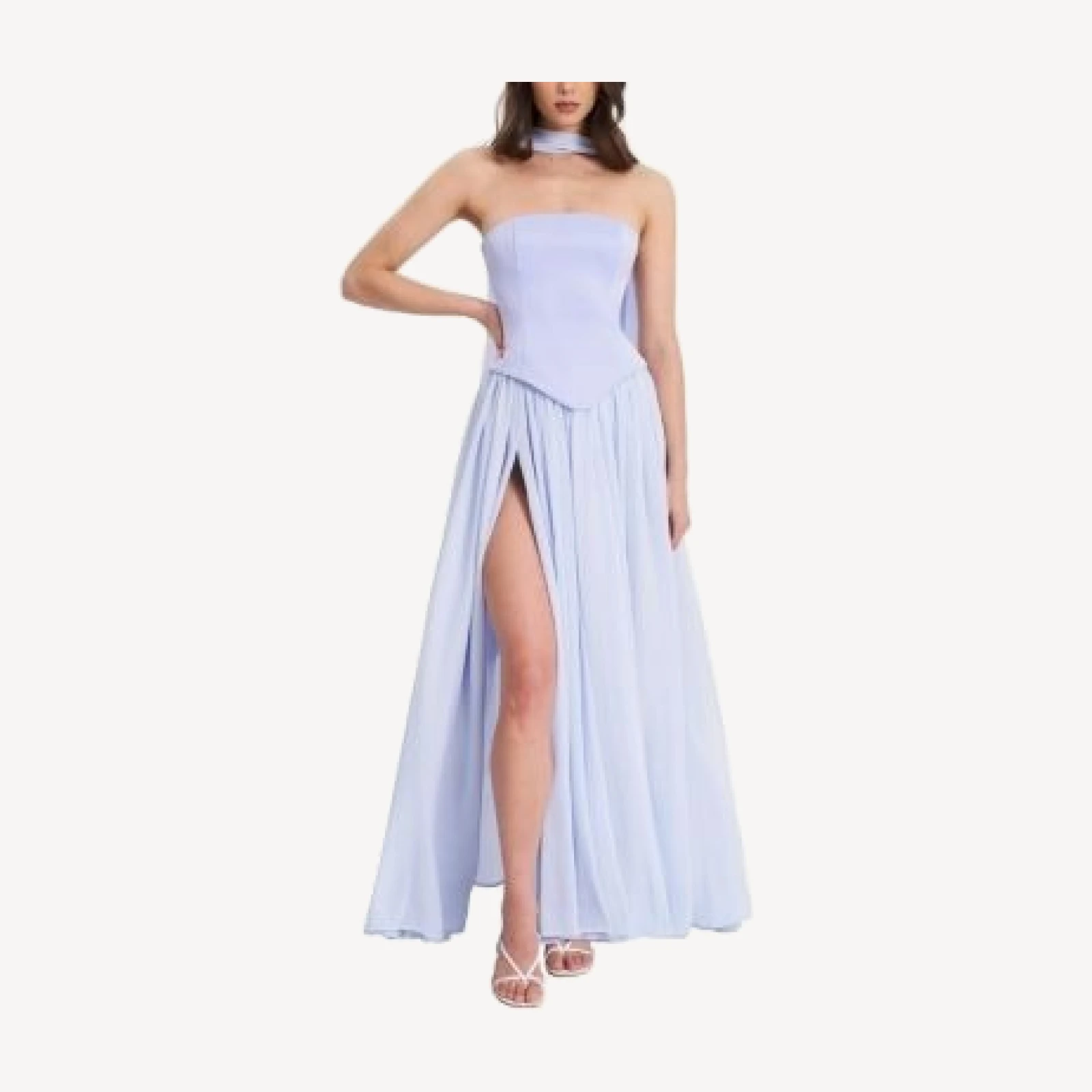 Miss Circle Qianna Peplum Top Chiffon Gown with Scarf