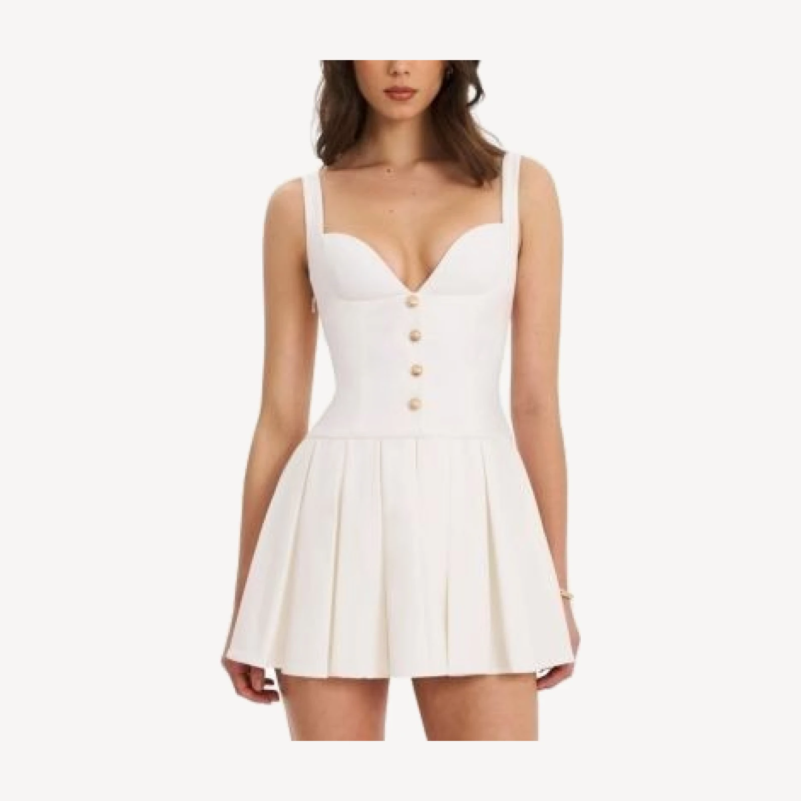 Miss Circle Tala Sleeveless Pleated Preppy Mini Dress