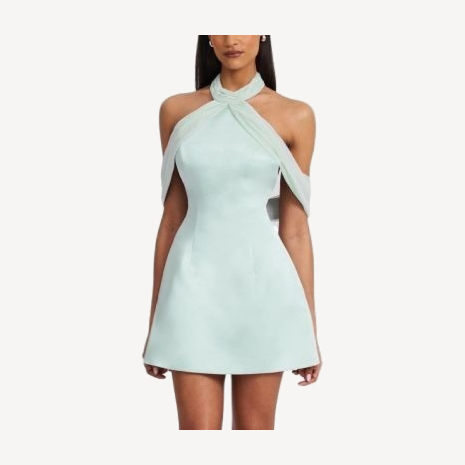 Miss Circle Zafrina Halter Off Shoulder Backless Mini Dress