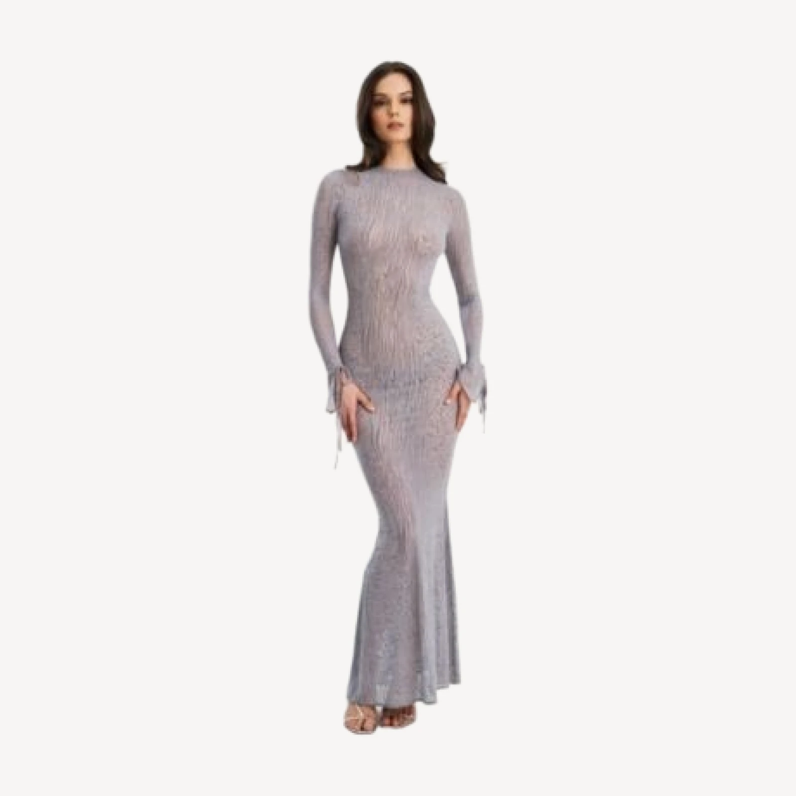 Miss Circle Waylynn Burnout Velvet Detail Animal Print Mesh Backless Maxi Dress