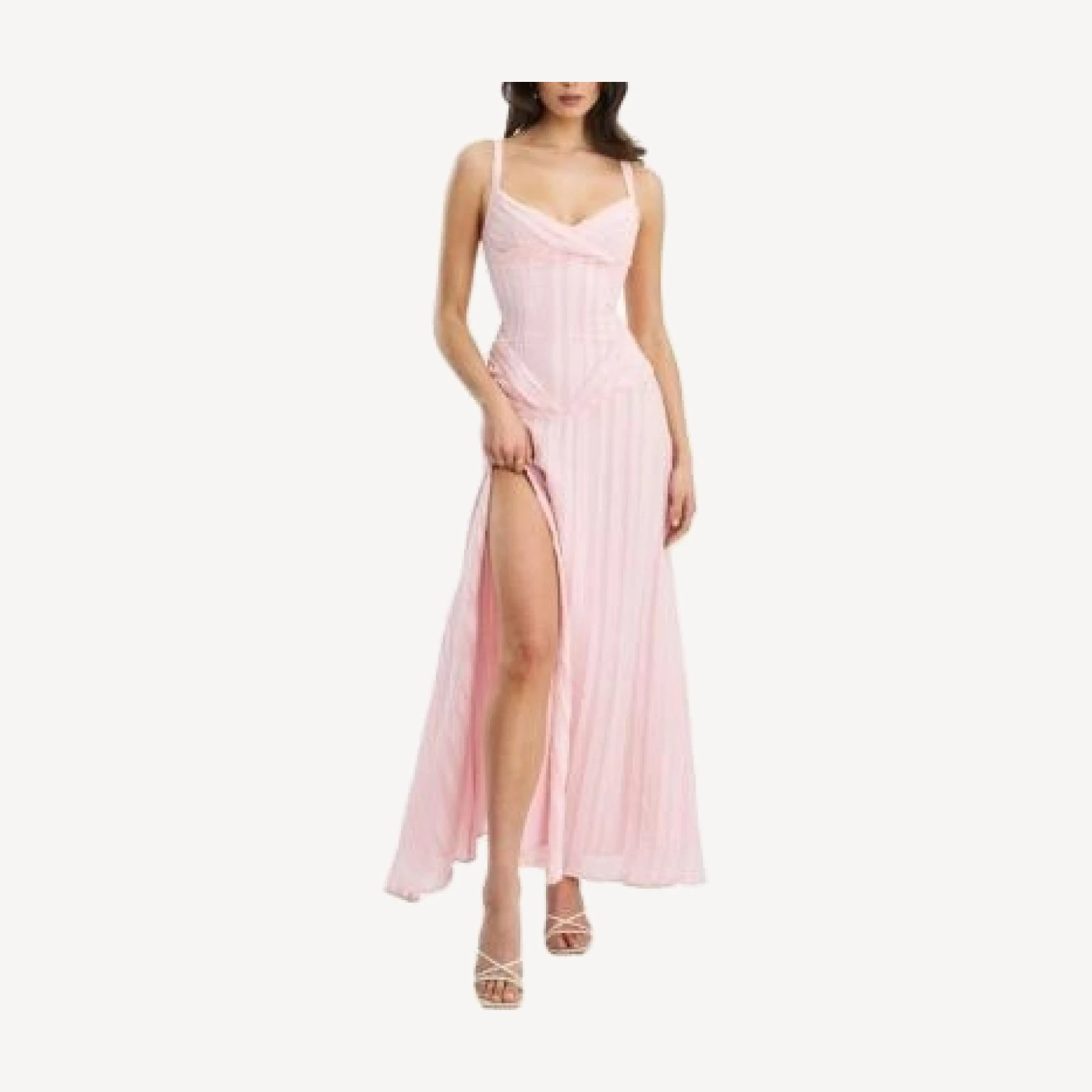 Miss Circle Mallory Stripe Jacquard High Slit Gown