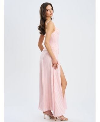 Miss Circle Mallory Stripe Jacquard High Slit Gown