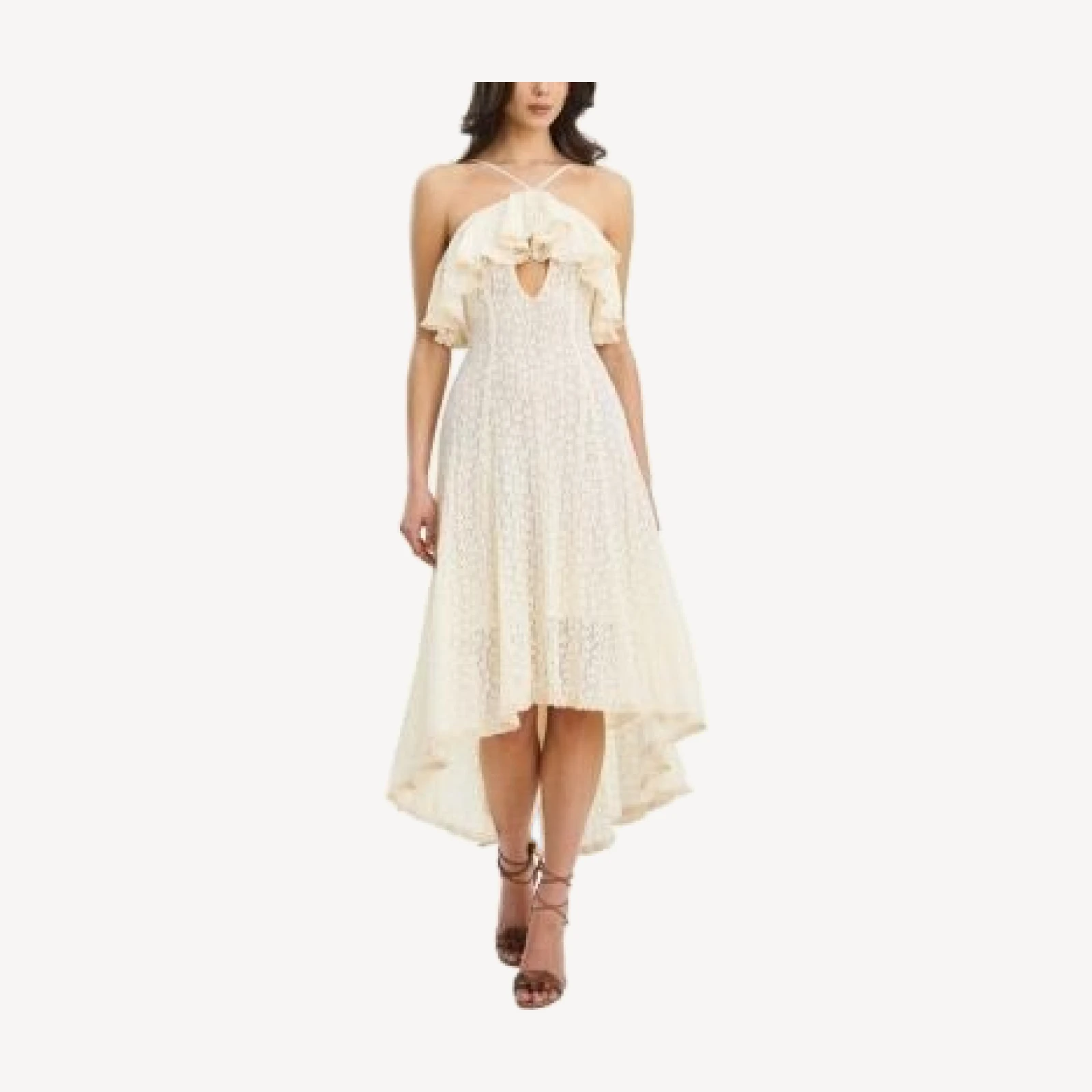 Miss Circle Idra Lace Trim Sleeveless Crochet Midi Trailing Dress