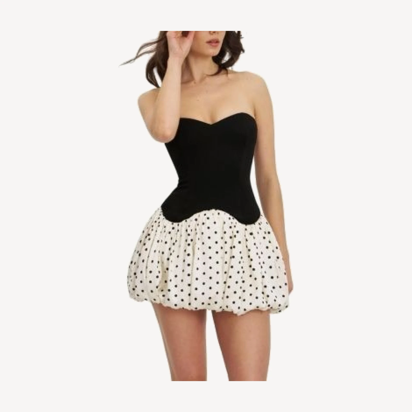 Miss Circle Dahliana Polka Dot Bubble Hem Corset Mini Dress