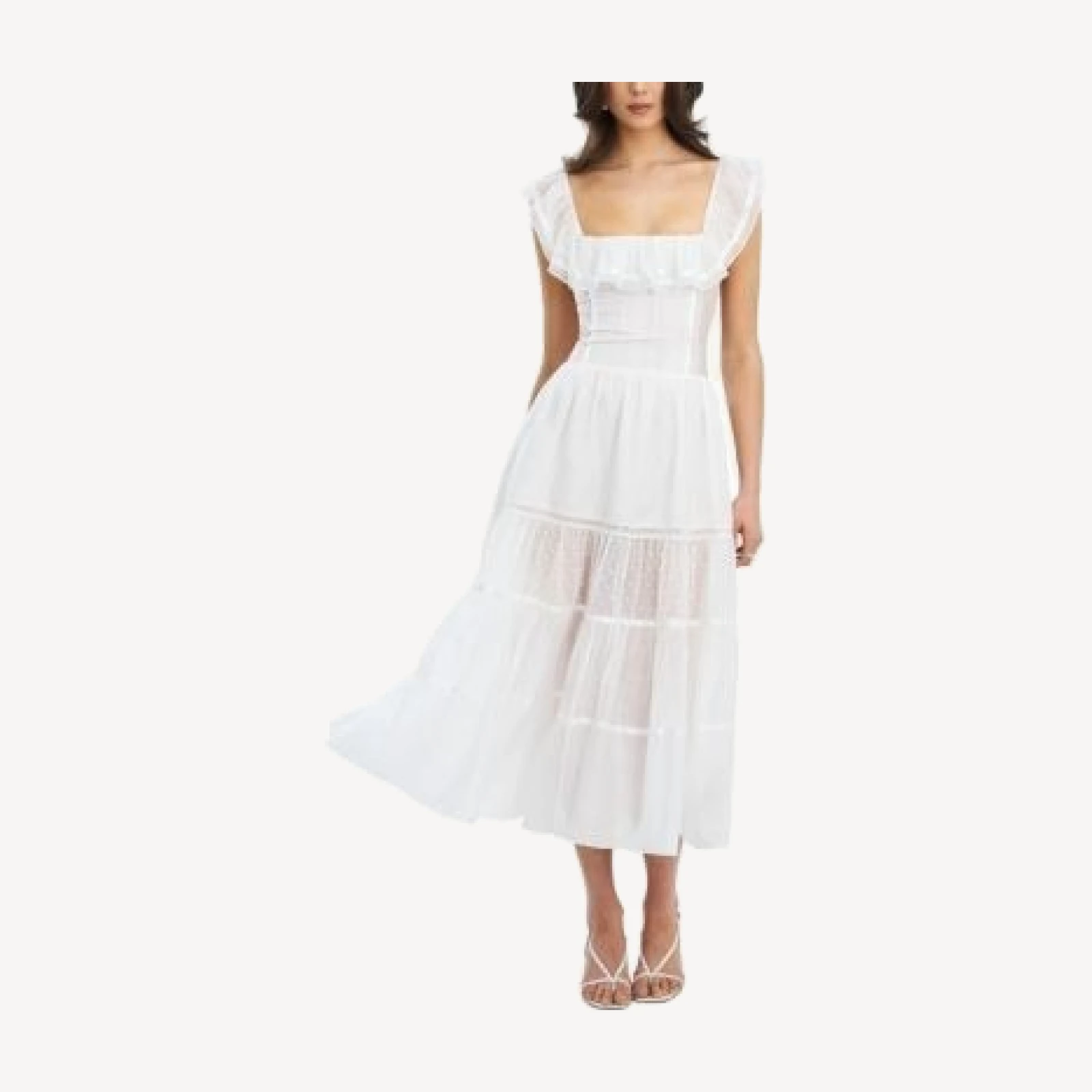 Miss Circle Eden Square Neck Ruffle Trim High Waist Midi Dress