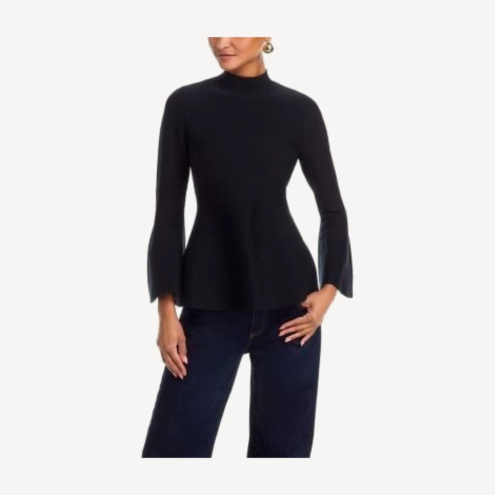 Aqua Mock Neck Bell Sleeve Top - Exclusive