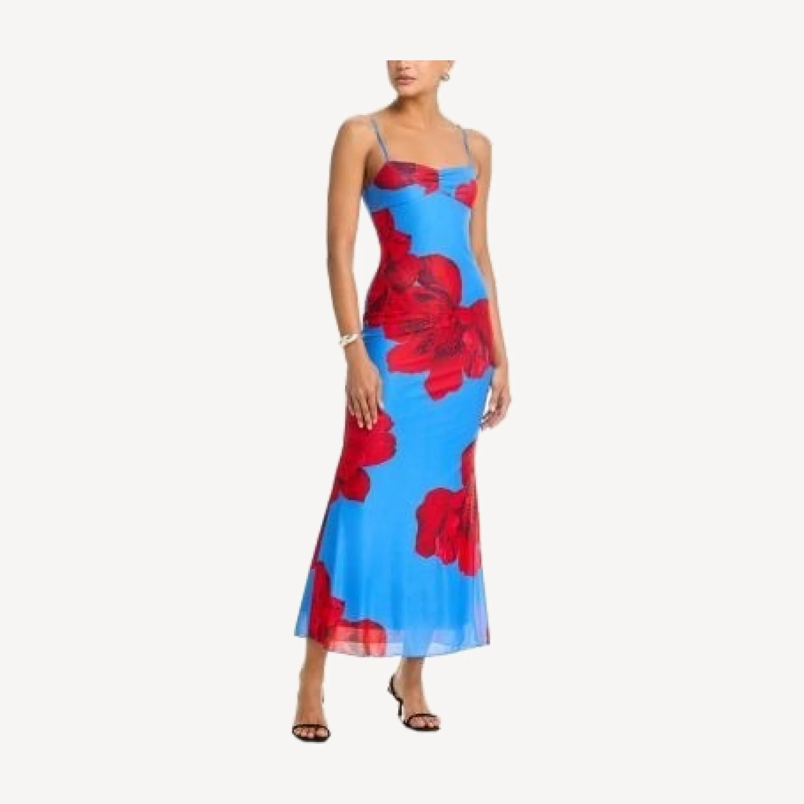 Aqua Floral Mesh Maxi Dress - Exclusive