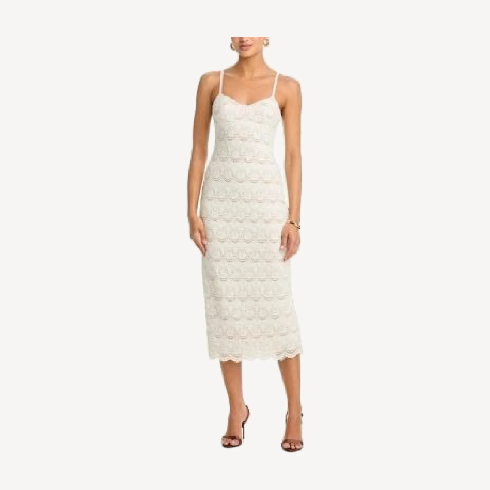 Aqua Scallop Stretch Lace Midi Dress - Exclusive
