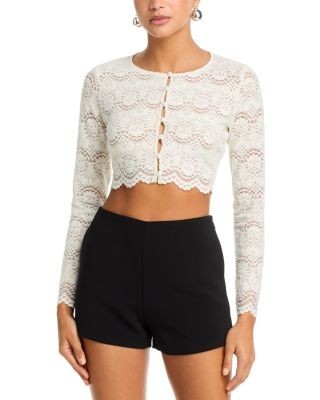Aqua Crop Lace Cardigan Sweater - Exclusive