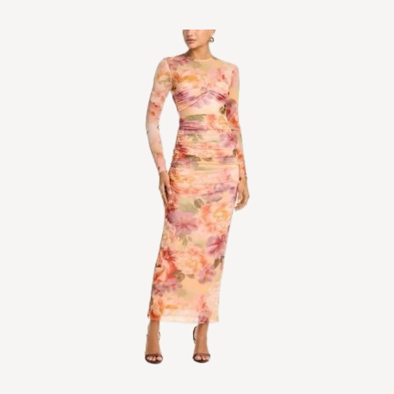 Aqua Mesh Long Sleeve Midi Dress - Exclusive