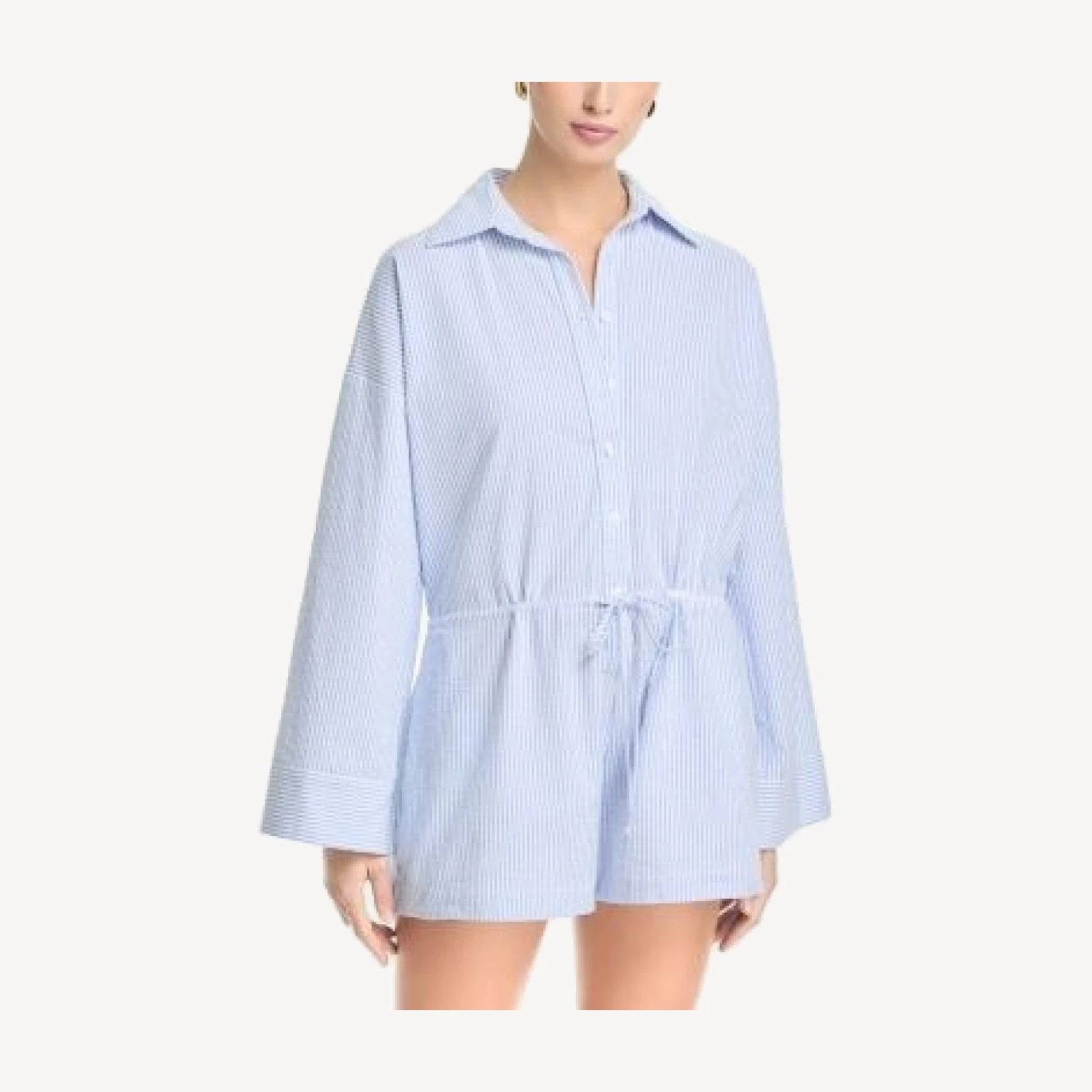 Aqua Stripe Long Sleeve Romper - Exclusive