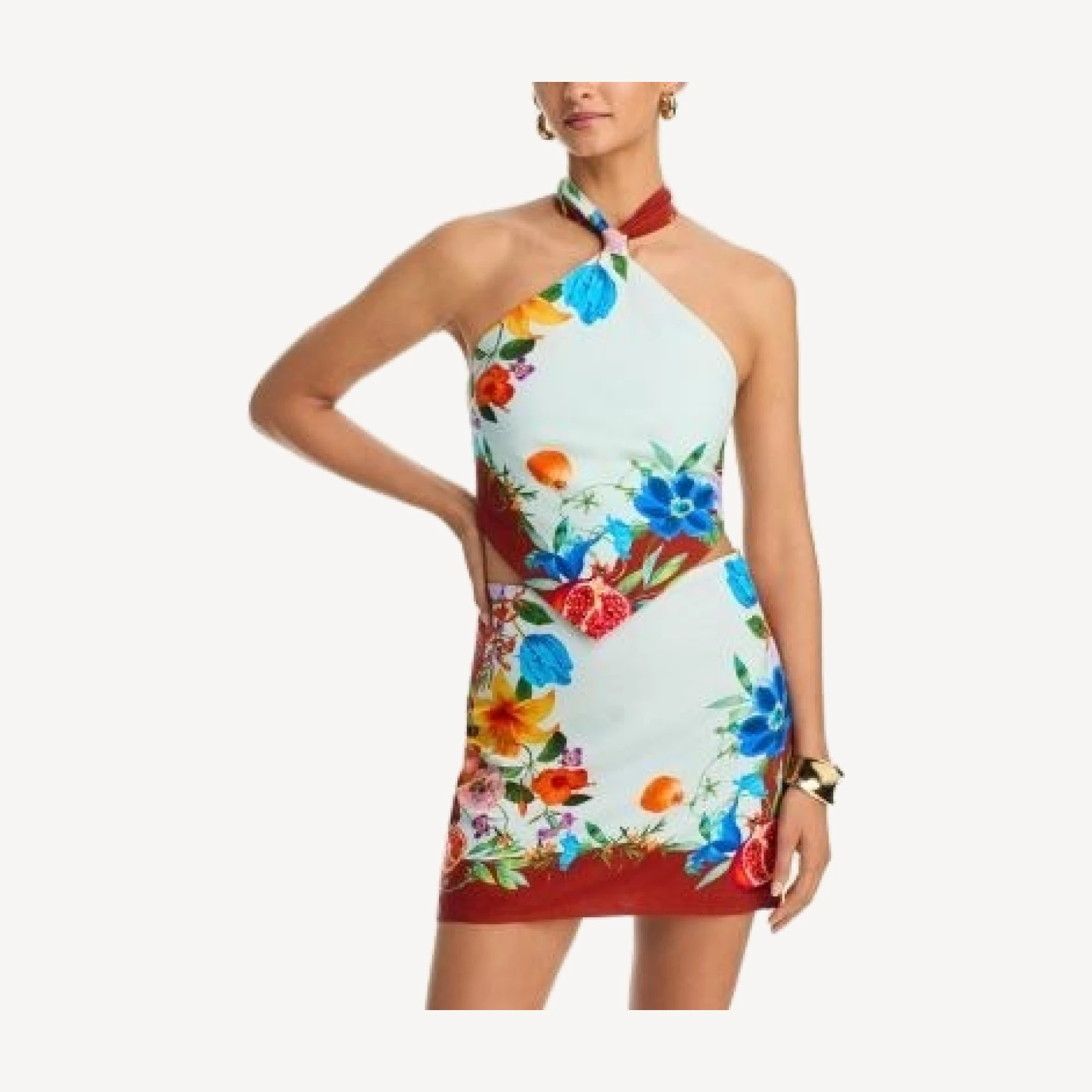 Aqua Floral Scarf Halter Top - Exclusive