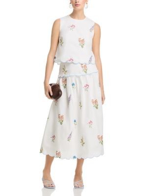 Aqua Scallop Midi Skirt - Exclusive
