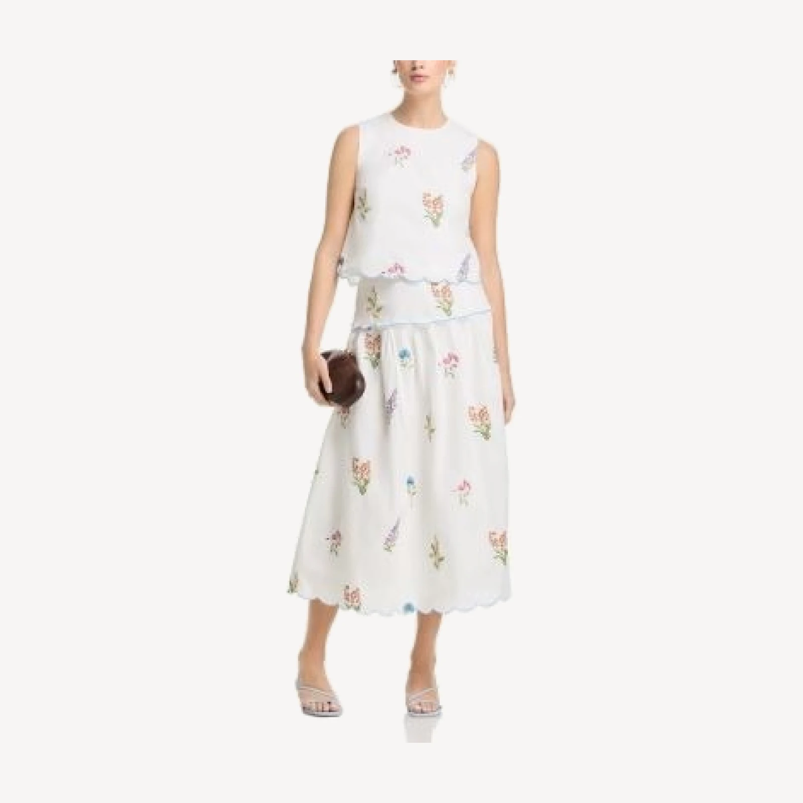 Aqua Scallop Midi Skirt - Exclusive