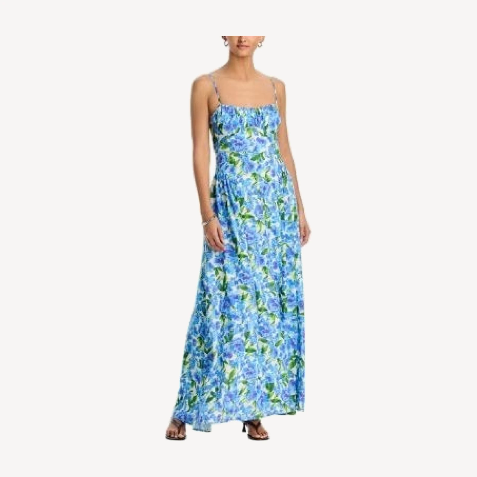 Aqua Floral Gathered Bust Maxi Dress - Exclusive