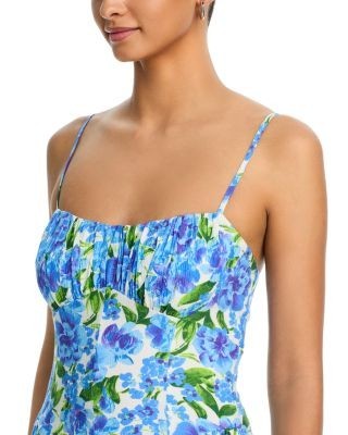 Aqua Floral Gathered Bust Maxi Dress - Exclusive