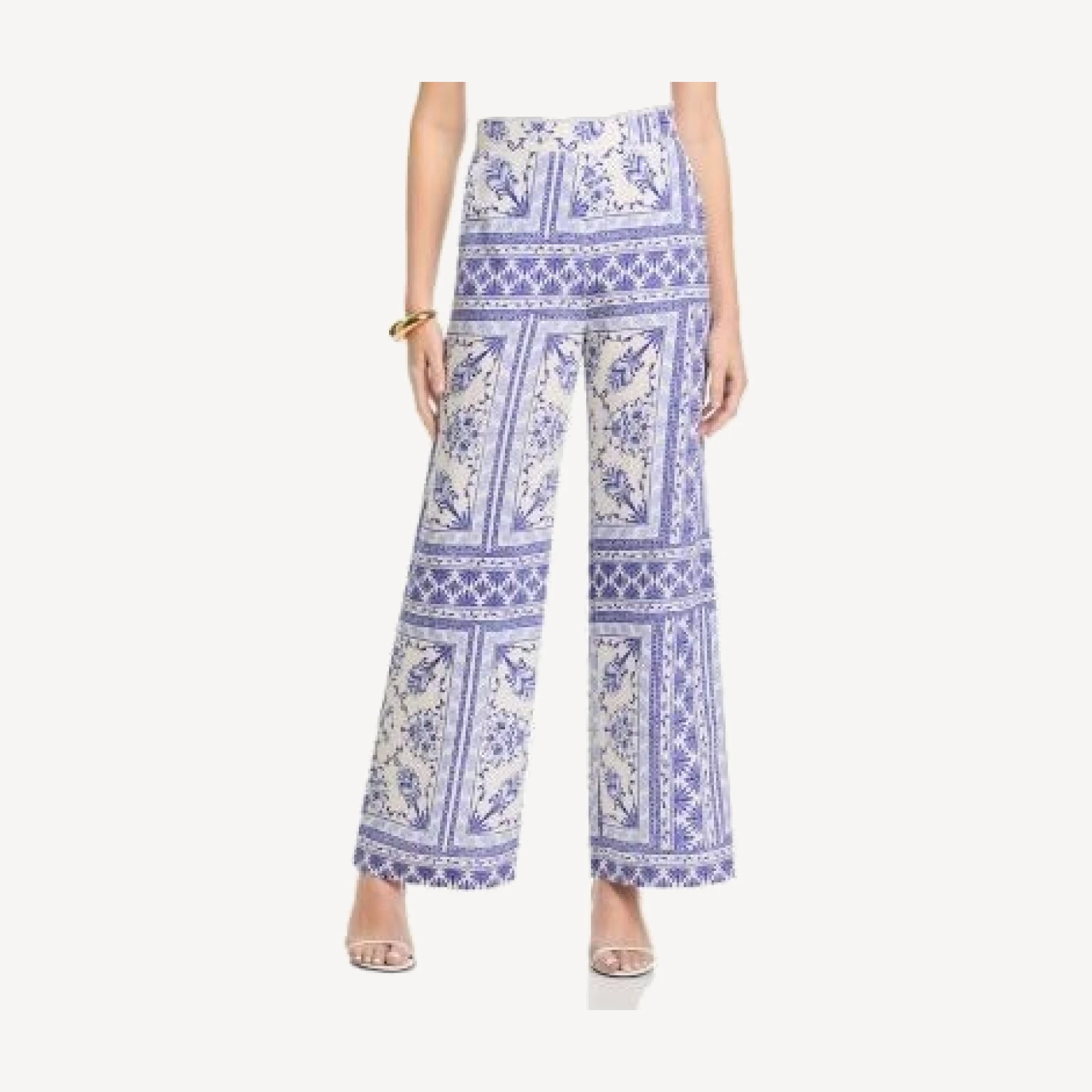 Aqua Floral Border Wide Leg Pants - Exclusive