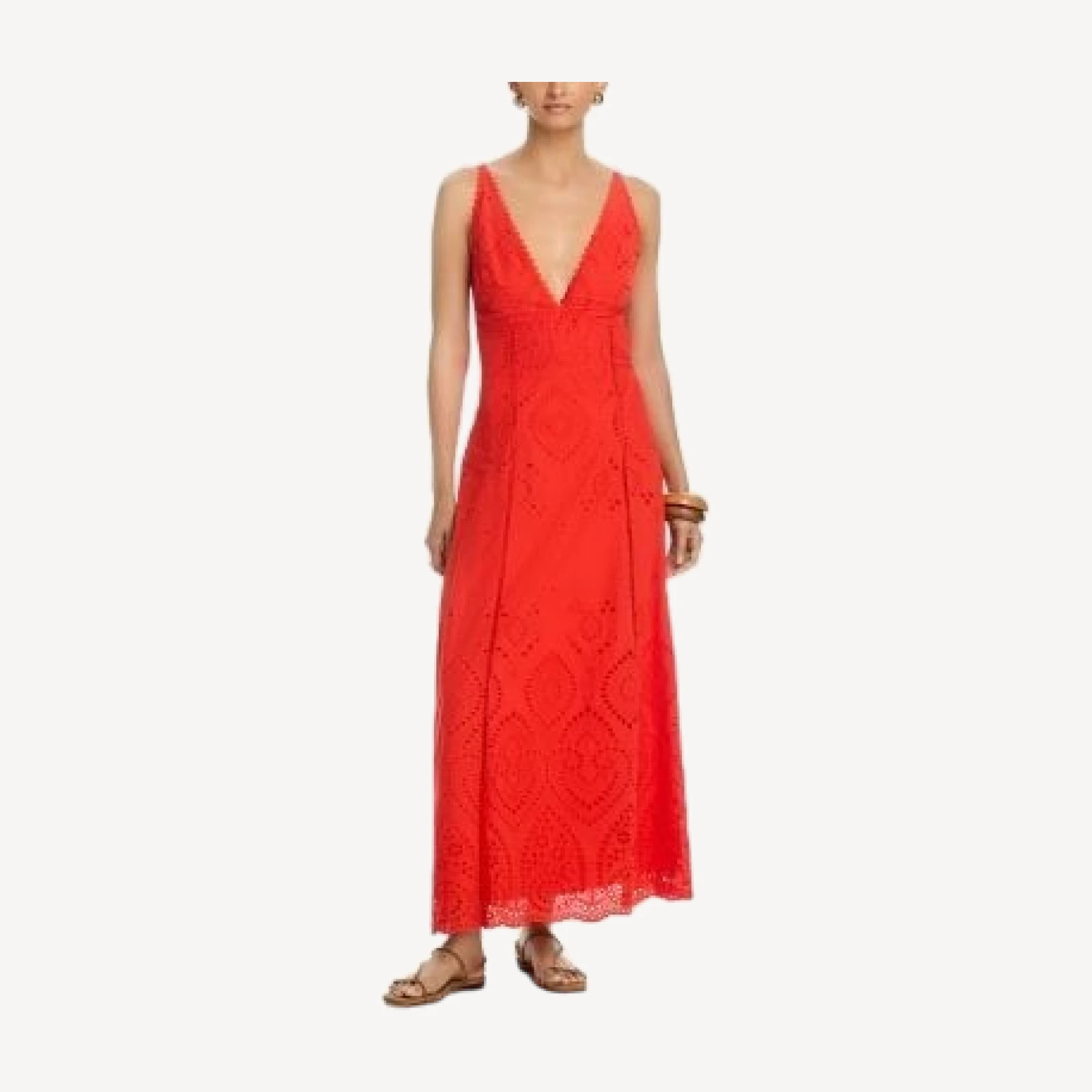 Aqua Eyelet V Neck Maxi Dress - Exclusive