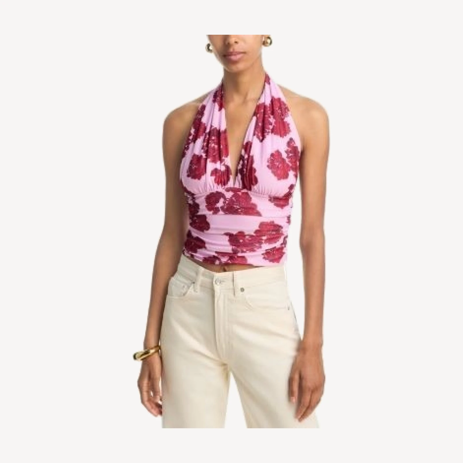 Aqua Floral Mesh Halter Top - Exclusive