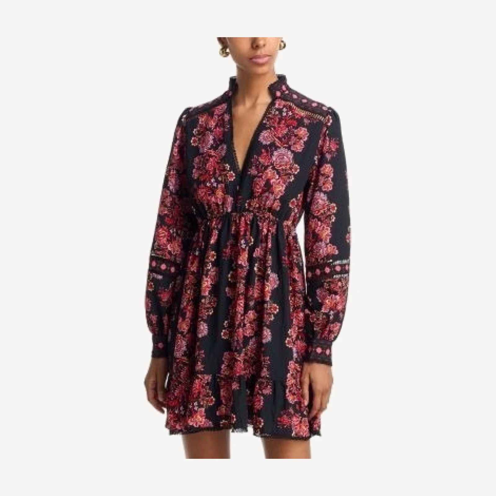 Aqua Placed Floral Long Sleeve Mini Dress - Exclusive