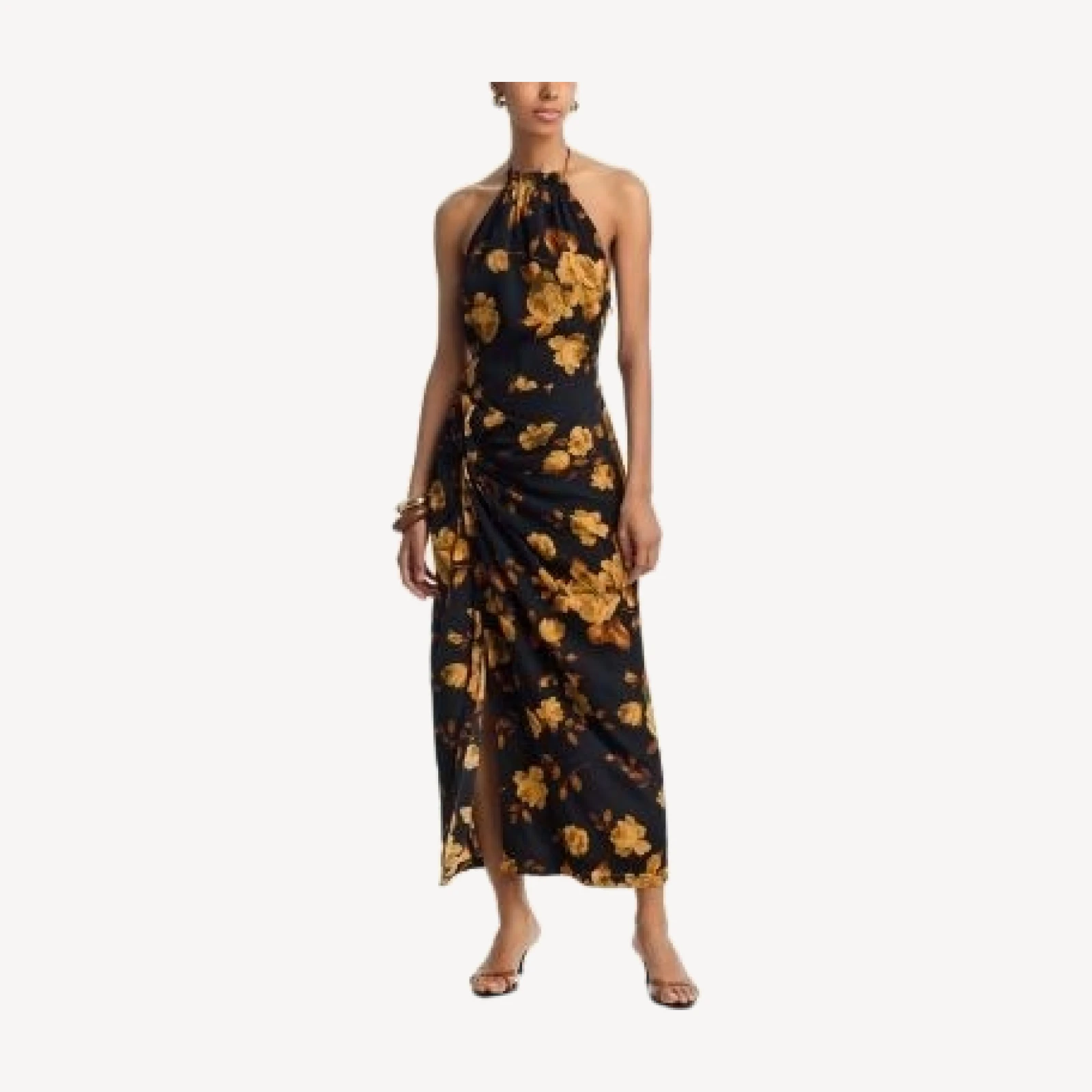 Aqua Rose Halter Maxi Dress - Exclusive