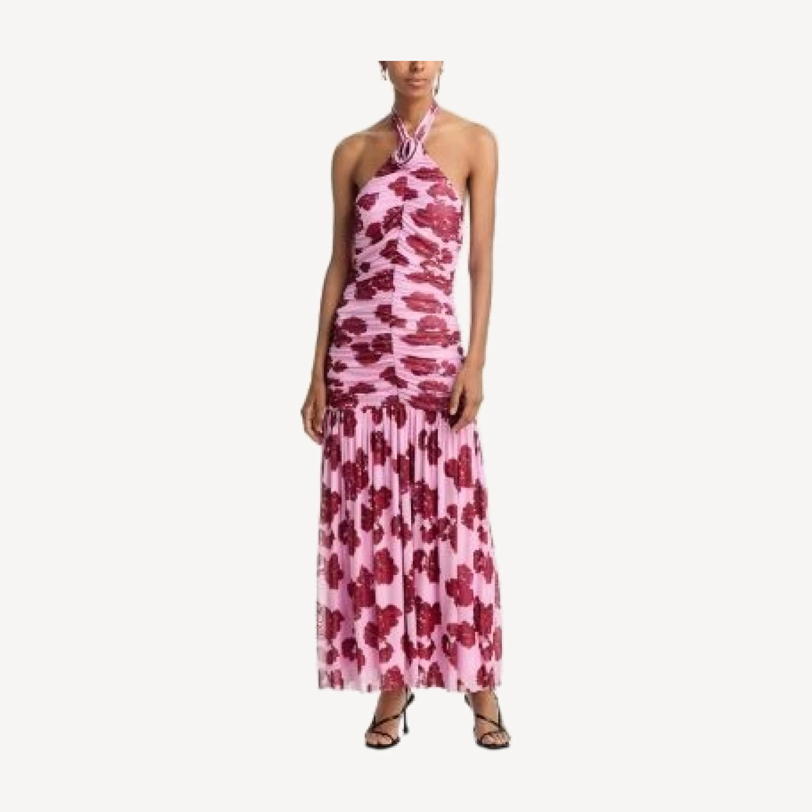 Aqua Floral Mesh Rosette Maxi Dress - Exclusive