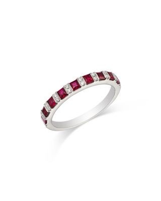 Bloomingdale's Fine Collection Ruby & Diamond Band Ring in 14K White Gold