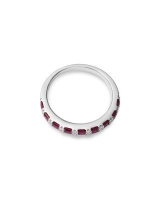 Bloomingdale's Fine Collection Ruby & Diamond Band Ring in 14K White Gold
